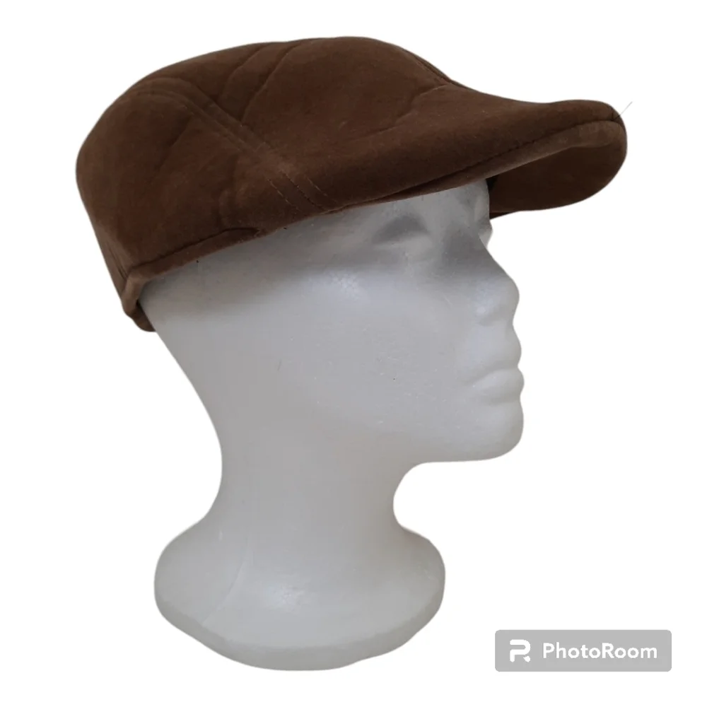 Vintage Feraricci brown velvet newsboy hat